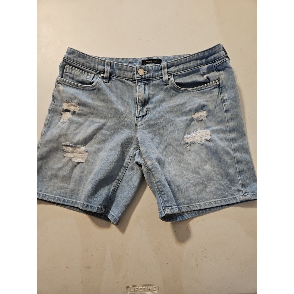 White House Black Market Girlfriend Jean Shorts Womens Size 8 Distressed (A1229)